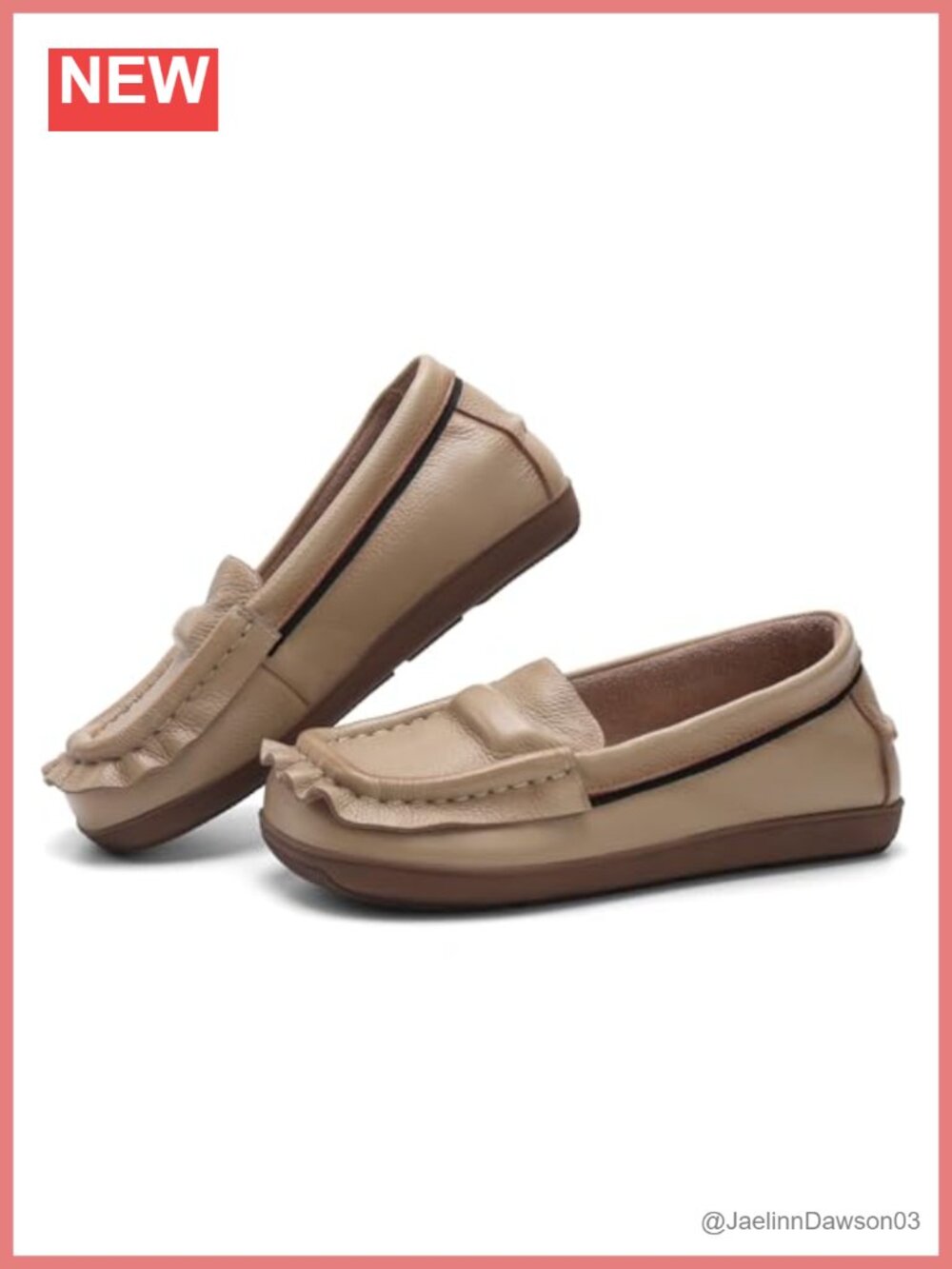 Women's Leather Flat Driving Loafers Slip-On Square Toe Comfort Casual Work
